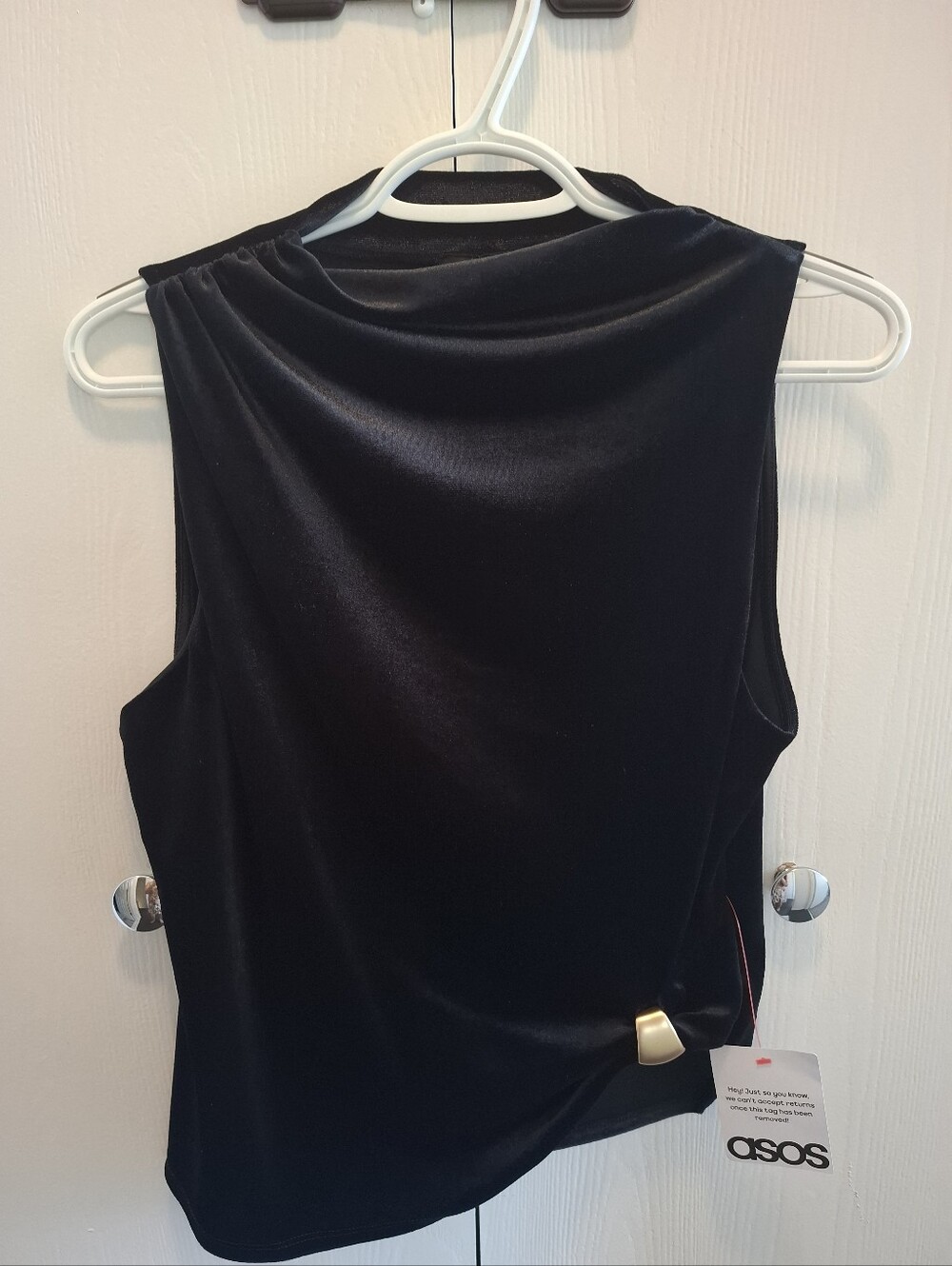 ASOS Black Velvet Sleeveless Tank Top